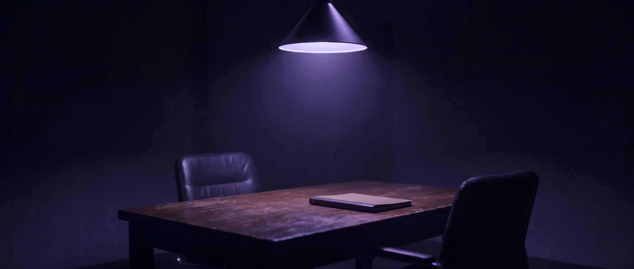 A small private meeting room lit by a single downlight